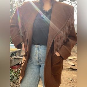 Vintage Donnybrook western winter coat with leather tassels